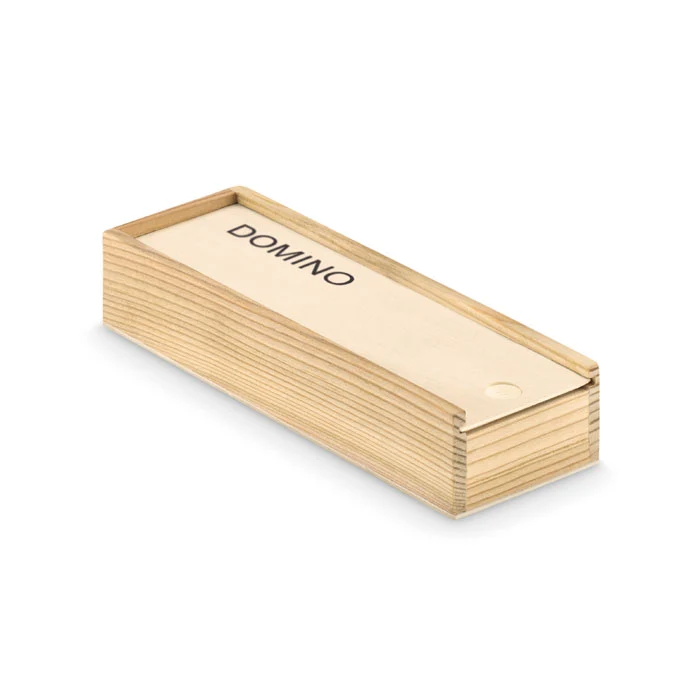 Domino-peli puulaatikossa – 28 palaa. Laserkaiverruksella. Esim. 5kpl. - Image 4